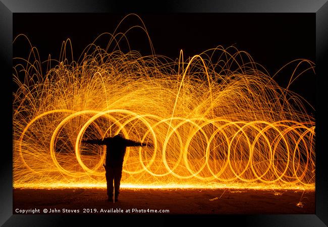 Wire Wool Spinning on Seaton Beach near Hartlepool Framed Print by John Stoves