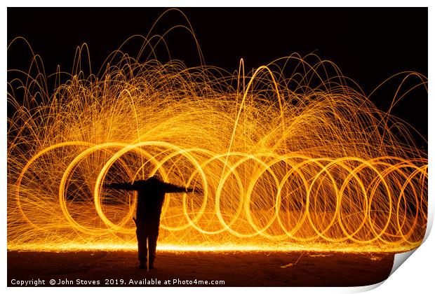 Wire Wool Spinning on Seaton Beach near Hartlepool Print by John Stoves