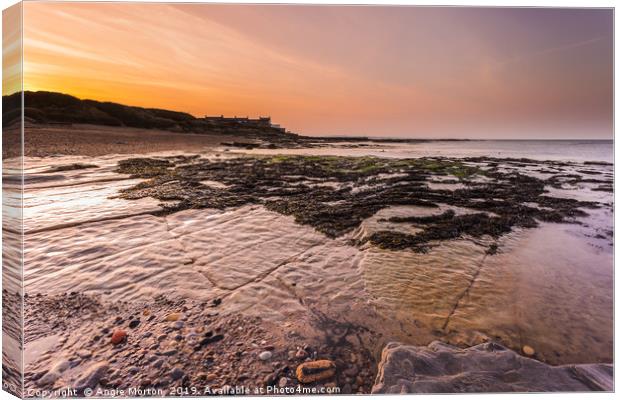 Sunset Over Amble Canvas Print by Angie Morton
