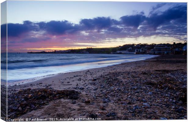 Swanage in Winter Canvas Print by Paul Brewer
