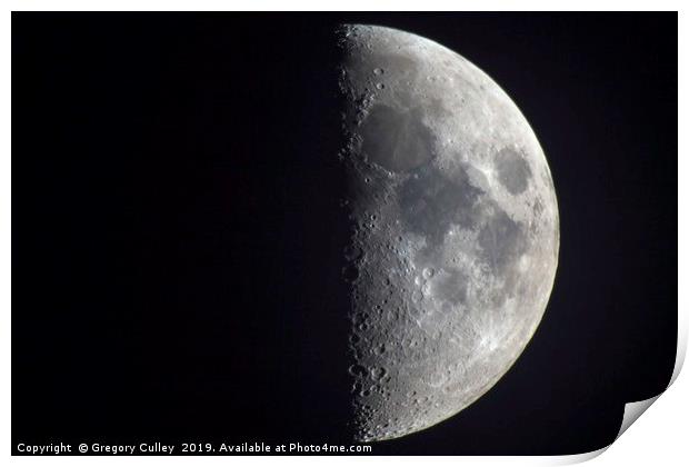 Half moon from the Northern Hemisphere Print by Gregory Culley