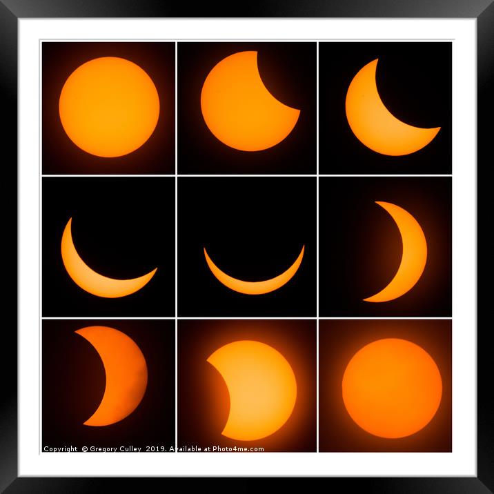 The 9 phases of the solar eclipse Framed Mounted Print by Gregory Culley