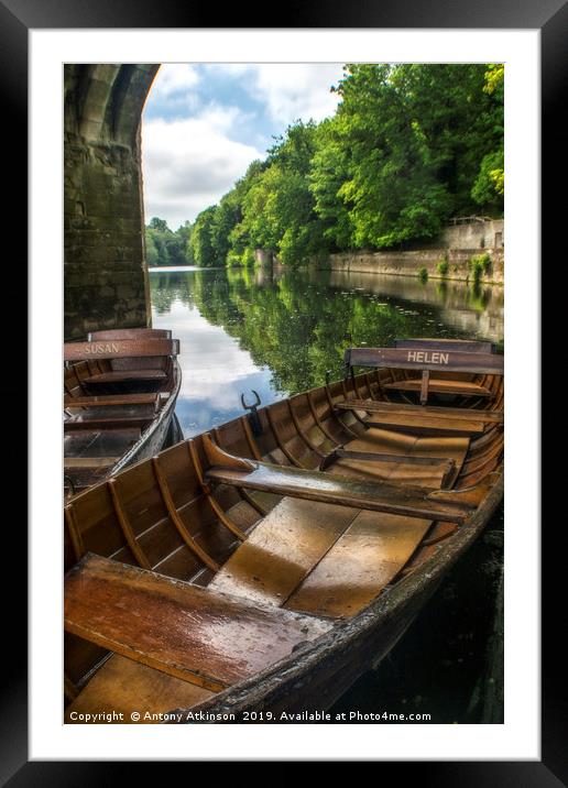 Durham Boating Along the River Framed Mounted Print by Antony Atkinson