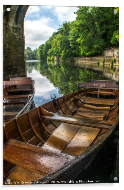 Durham Boating Along the River Acrylic by Antony Atkinson