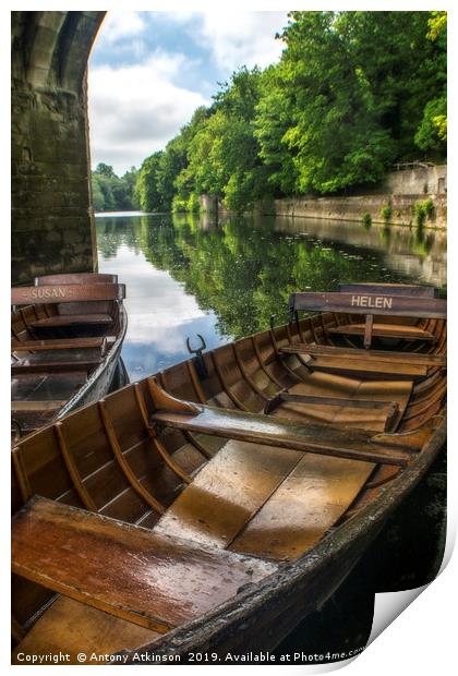 Durham Boating Along the River Print by Antony Atkinson