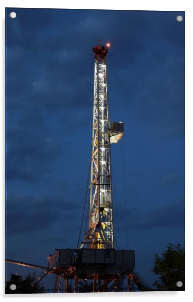 land oil drilling rig illuminated Acrylic by goce risteski
