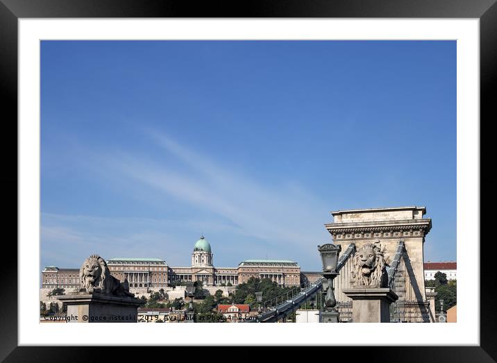 Chain bridge and royal castle Budapest Framed Mounted Print by goce risteski
