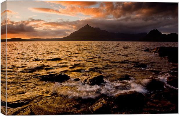 Sunset over the Black Cuillin Hills, Isle of Skye Canvas Print by David Lewins (LRPS)