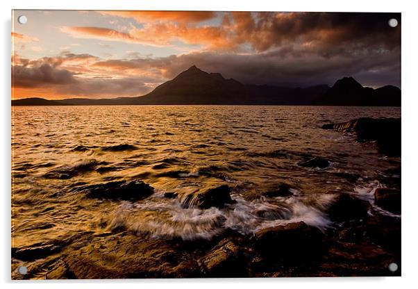 Sunset over the Black Cuillin Hills, Isle of Skye Acrylic by David Lewins (LRPS)