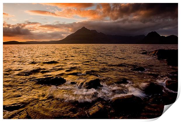 Sunset over the Black Cuillin Hills, Isle of Skye Print by David Lewins (LRPS)