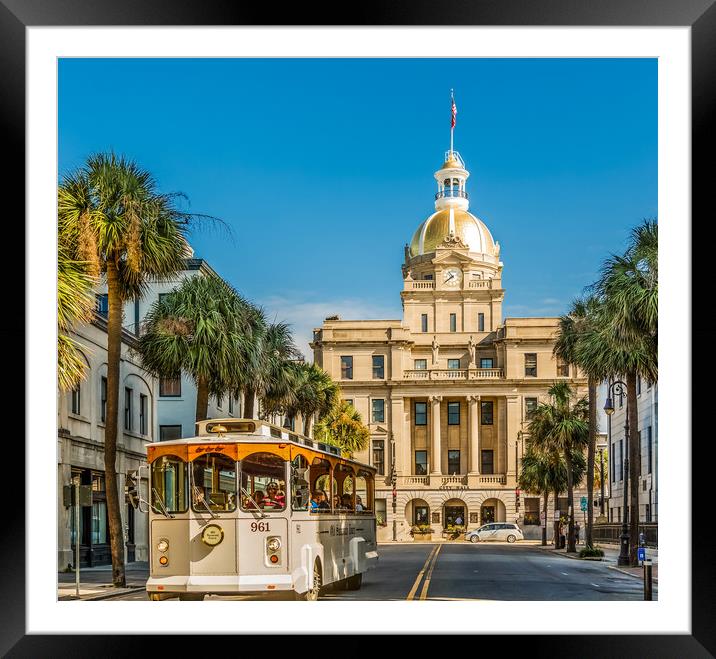 Savannah Tour and City Hall Framed Mounted Print by Darryl Brooks