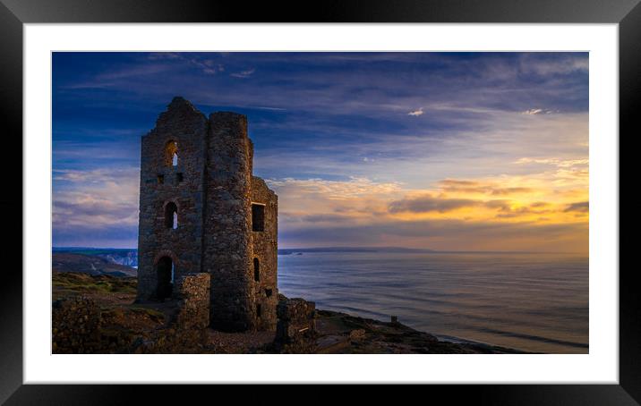 Wheal Coates at Sunset Framed Mounted Print by Mike Lanning