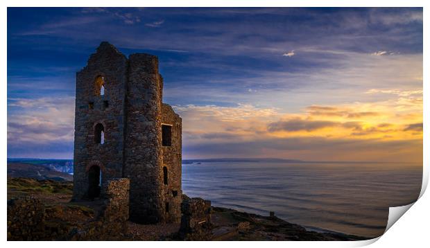 Wheal Coates at Sunset Print by Mike Lanning