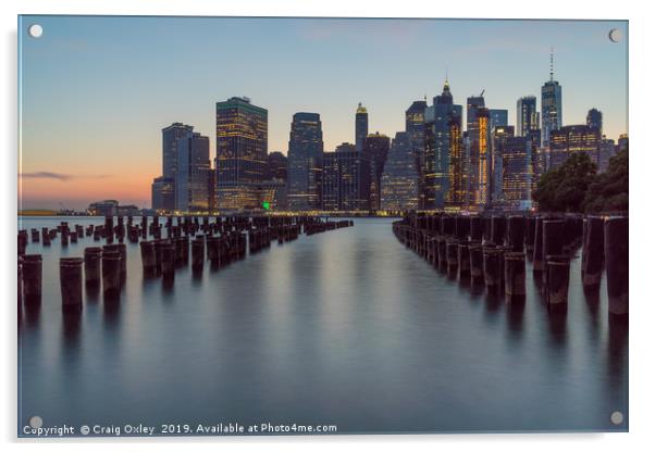 Lower Manhattan Skyline from Dumbo, Brooklyn Acrylic by Craig Oxley