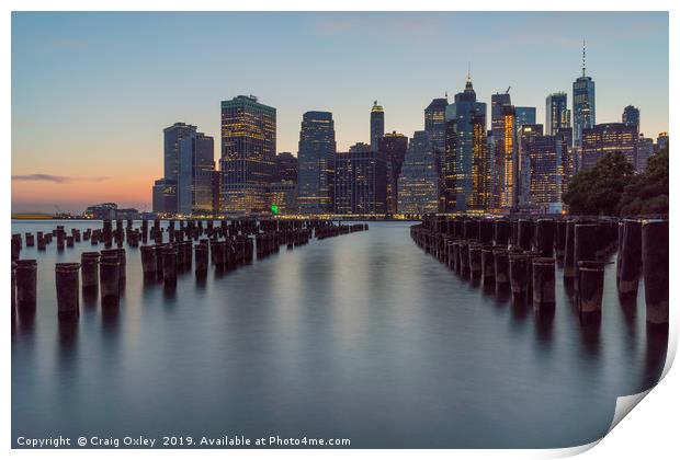 Lower Manhattan Skyline from Dumbo, Brooklyn Print by Craig Oxley