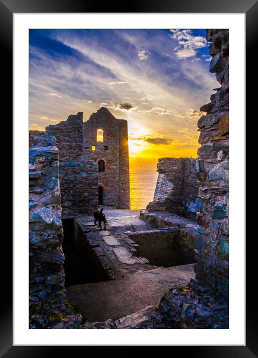 Wheal Coates at Sunset - inside the Engine House Framed Mounted Print by Mike Lanning
