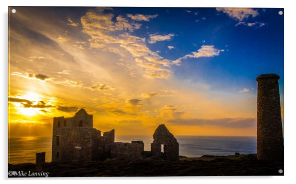 Wheal Coates at Sunset - Panorama Acrylic by Mike Lanning