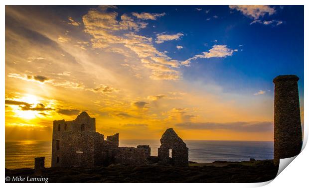 Wheal Coates at Sunset - Panorama Print by Mike Lanning