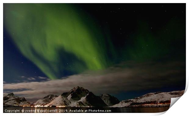 Northern Lights, Lofoten Islands, Norway Print by yvonne & paul carroll