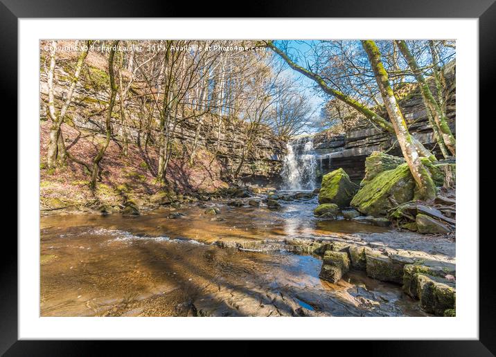 Summerhill Force and Gibson's Cave, Teesdale Framed Mounted Print by Richard Laidler