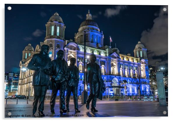 Beatles Statue ,Cunard House Acrylic by Stratus Imagery
