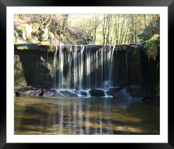 Waterfall at Knypersley in Staffordshire. Framed Mounted Print by Andrew Heaps