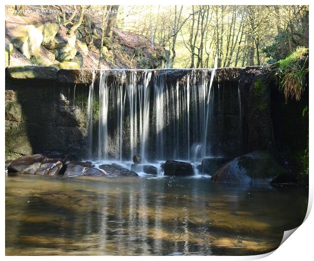 Waterfall at Knypersley in Staffordshire. Print by Andrew Heaps