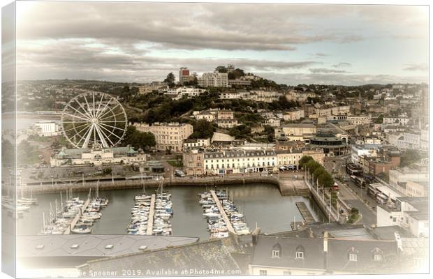 Looking down on Torquay Harbour and Town Canvas Print by Rosie Spooner