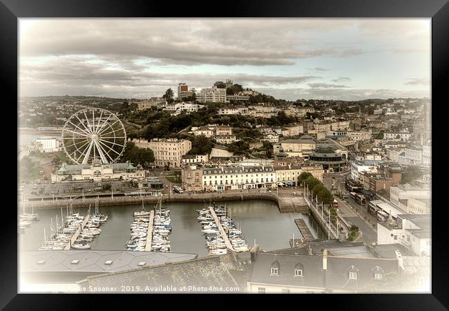 Looking down on Torquay Harbour and Town Framed Print by Rosie Spooner