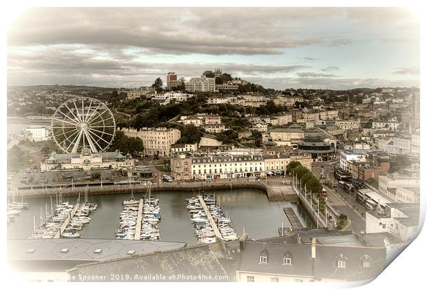 Looking down on Torquay Harbour and Town Print by Rosie Spooner