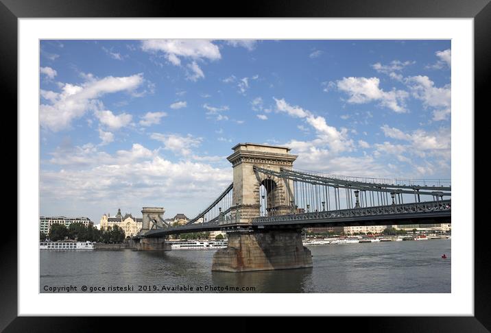 Chain bridge on Danube river Budapest Framed Mounted Print by goce risteski