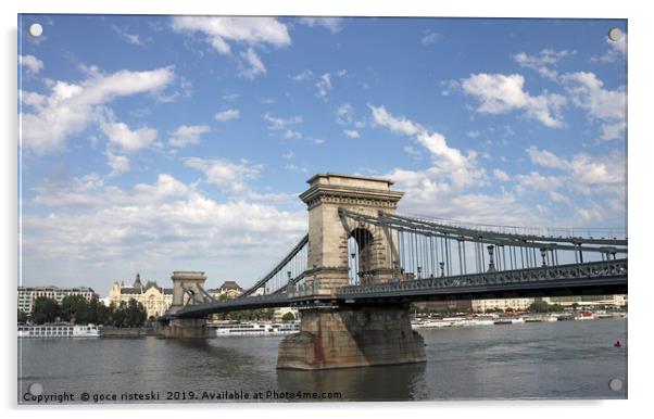 Chain bridge on Danube river Budapest Acrylic by goce risteski