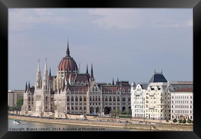Hungarian Parliament on Danube river Budapest Framed Print by goce risteski