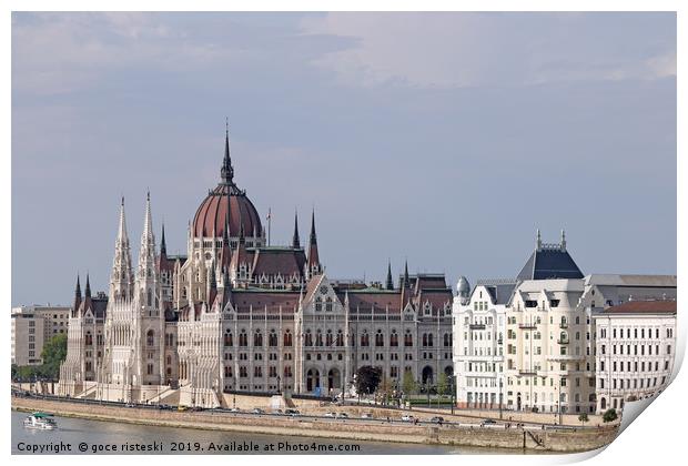 Hungarian Parliament on Danube river Budapest Print by goce risteski