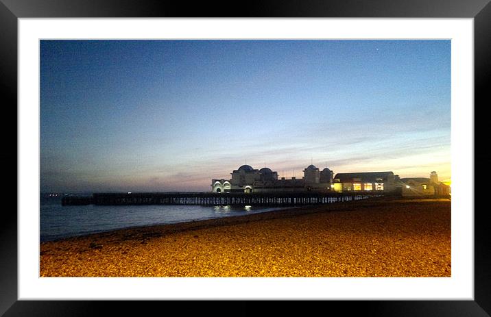 South parade pier at sunset Framed Mounted Print by John Black