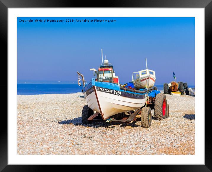 Serene Cromer Crab Boat on the North Norfolk Coast Framed Mounted Print by Heidi Hennessey