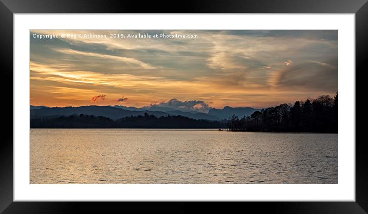 Panoramic Windermere Sunset  Framed Mounted Print by Reg K Atkinson