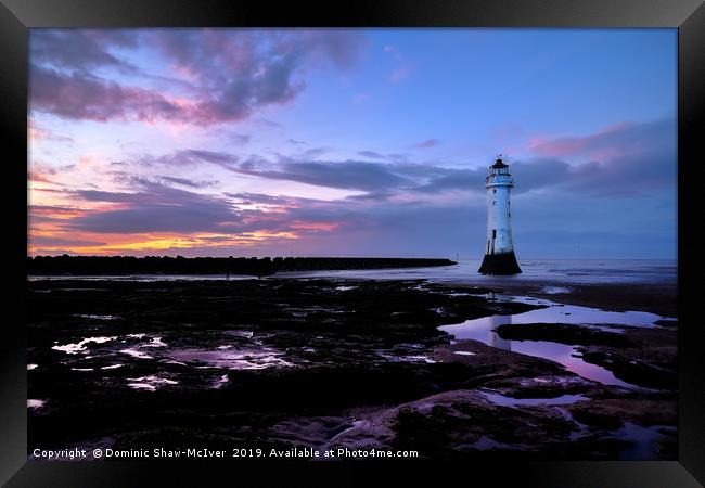 Majestic Sunset at New Brighton Lighthouse Framed Print by Dominic Shaw-McIver