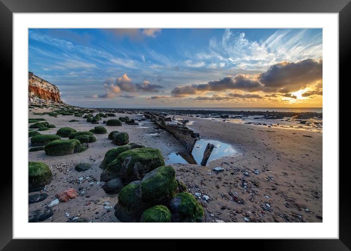 Sunset over the wreck of The Sheraton on Hunstanto Framed Mounted Print by Gary Pearson