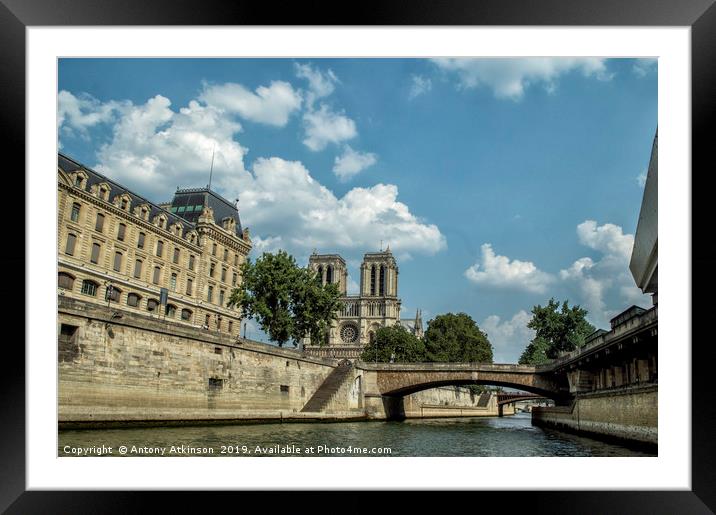Sailing Along the Seine in Paris Framed Mounted Print by Antony Atkinson