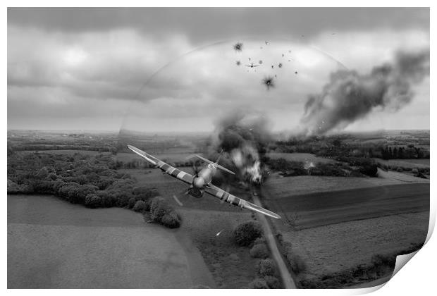 Normandy Typhoon shockwave BW version Print by Gary Eason