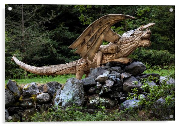Y Ddraig Derw. (The Oak Dragon) Acrylic by Rory Trappe
