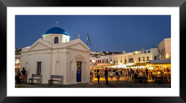 Mykonos at night Framed Mounted Print by Naylor's Photography