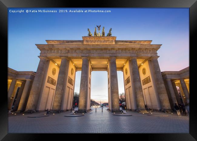 Brandenburg Gate, Berlin at dusk Framed Print by Katie McGuinness