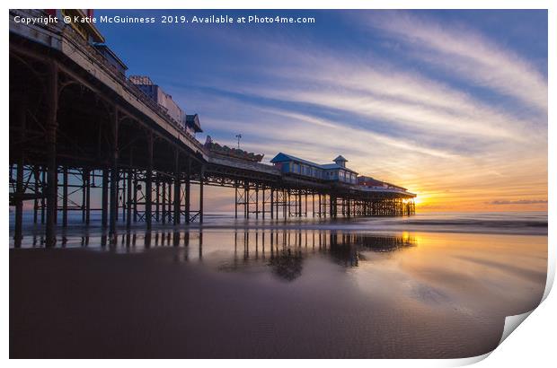 Blackpool Central Pier at sunset Print by Katie McGuinness