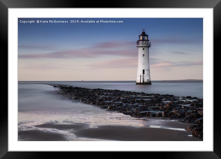 Sunset at Perch Rock Lighthouse, New Brighton Framed Mounted Print by Katie McGuinness