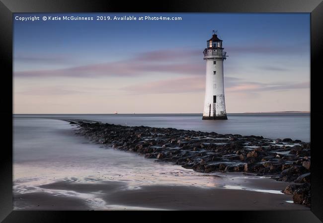 Sunset at Perch Rock Lighthouse, New Brighton Framed Print by Katie McGuinness