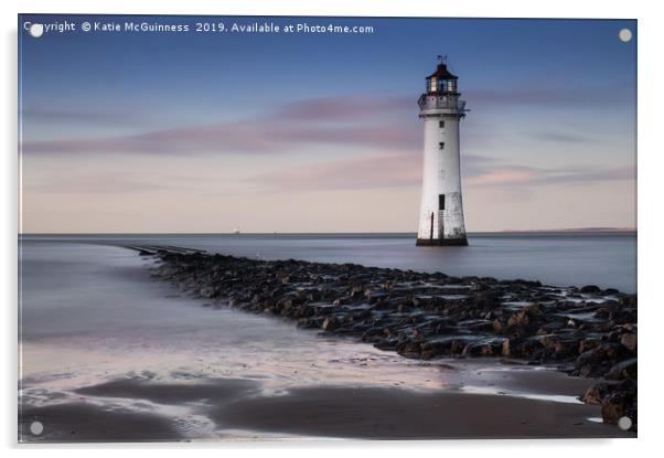 Sunset at Perch Rock Lighthouse, New Brighton Acrylic by Katie McGuinness