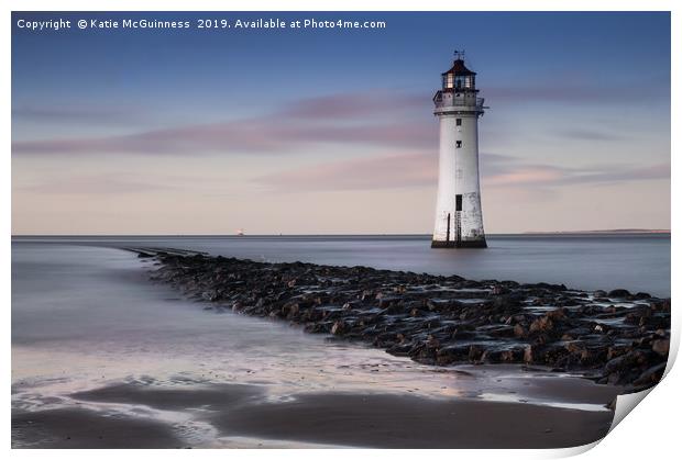 Sunset at Perch Rock Lighthouse, New Brighton Print by Katie McGuinness