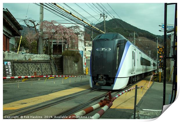Fuji commuter train  Print by Rob Hawkins
